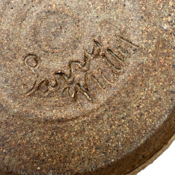 Vintage Studio Pottery Stoneware Vase Signed Modern Organic Neutral Home Decor - Picture 8 of 10